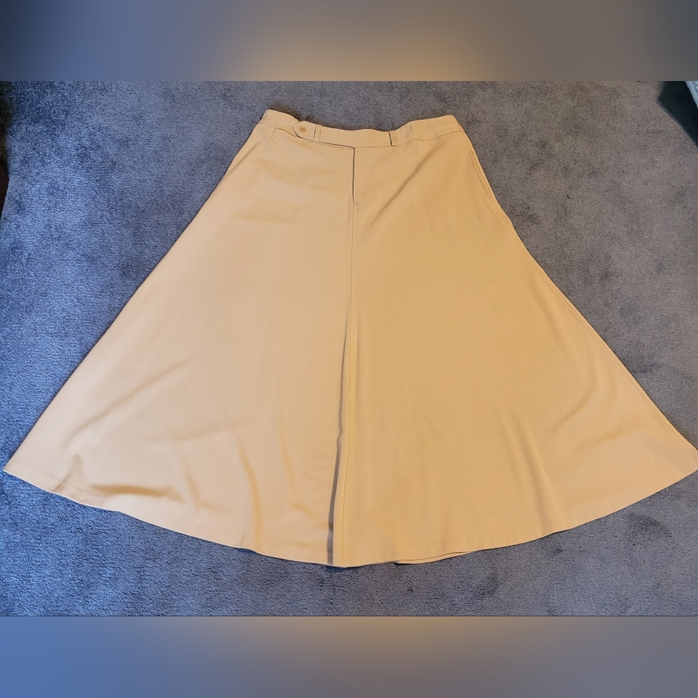 Grace Elements tan flared maxi trouser skirt women size 16